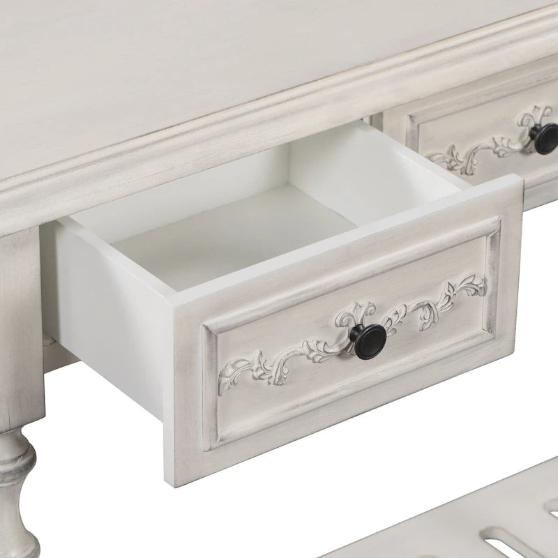 52 tables consoles courbes modernes et contemporaines pour canapé, table d'entrée pour couloir, salon avec 4 tiroirs et 1 étagère
