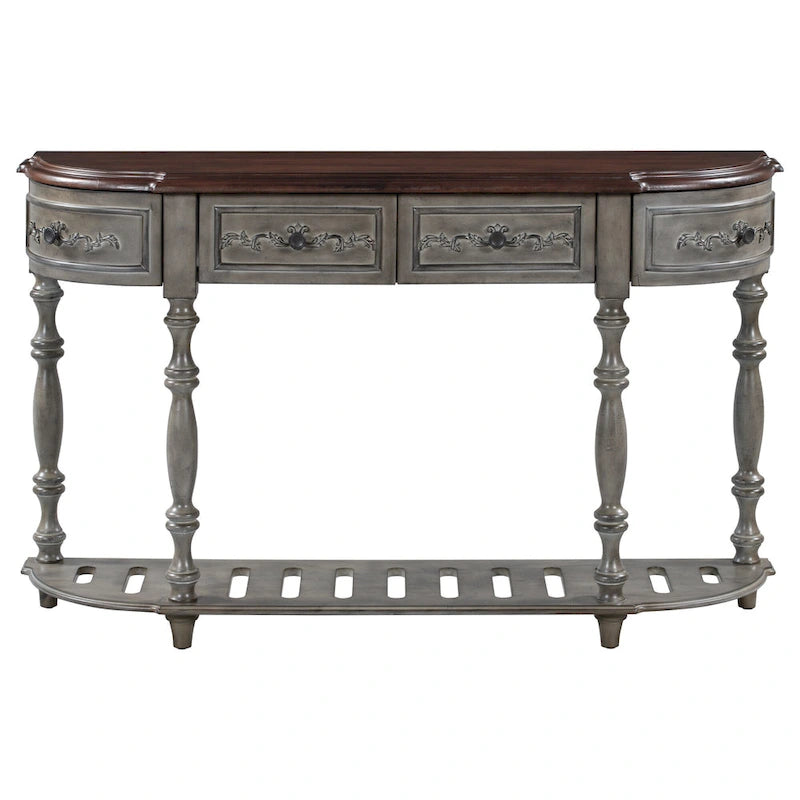 52 tables consoles courbes modernes et contemporaines pour canapé, table d'entrée pour couloir, salon avec 4 tiroirs et 1 étagère