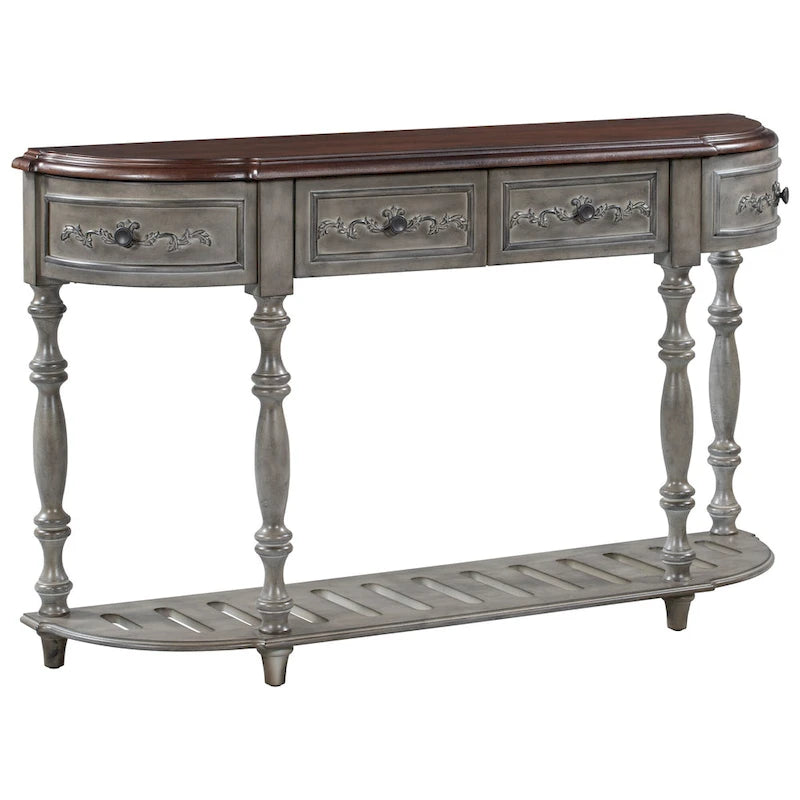 52 tables consoles courbes modernes et contemporaines pour canapé, table d'entrée pour couloir, salon avec 4 tiroirs et 1 étagère