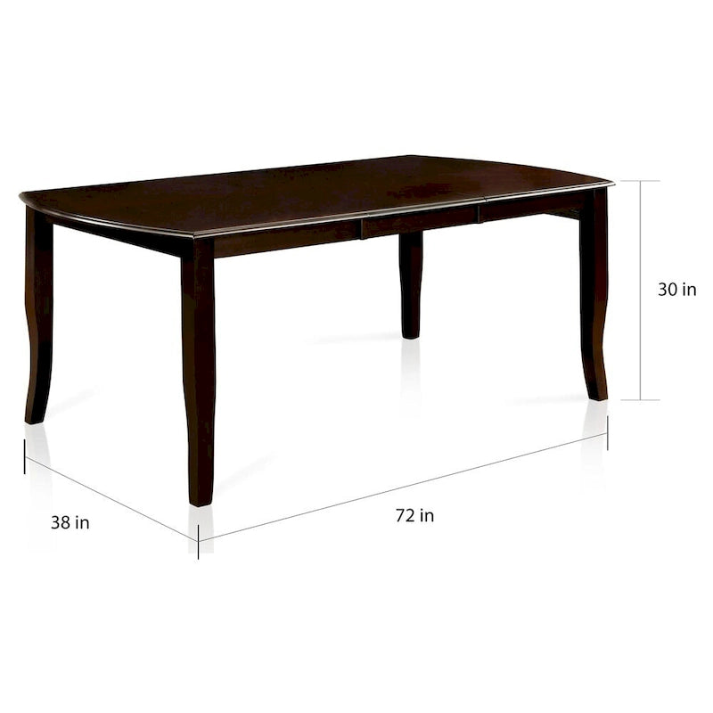 Table à manger extensible Espresso de 72 pouces en bois