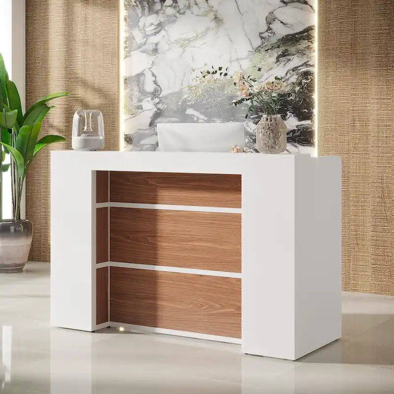 Comptoir de réception de 63 pouces avec lumières LED pour bureau de magasin