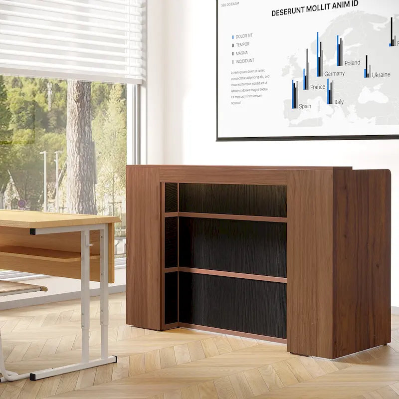 Comptoir de réception de 63 pouces avec lumières LED pour bureau de magasin