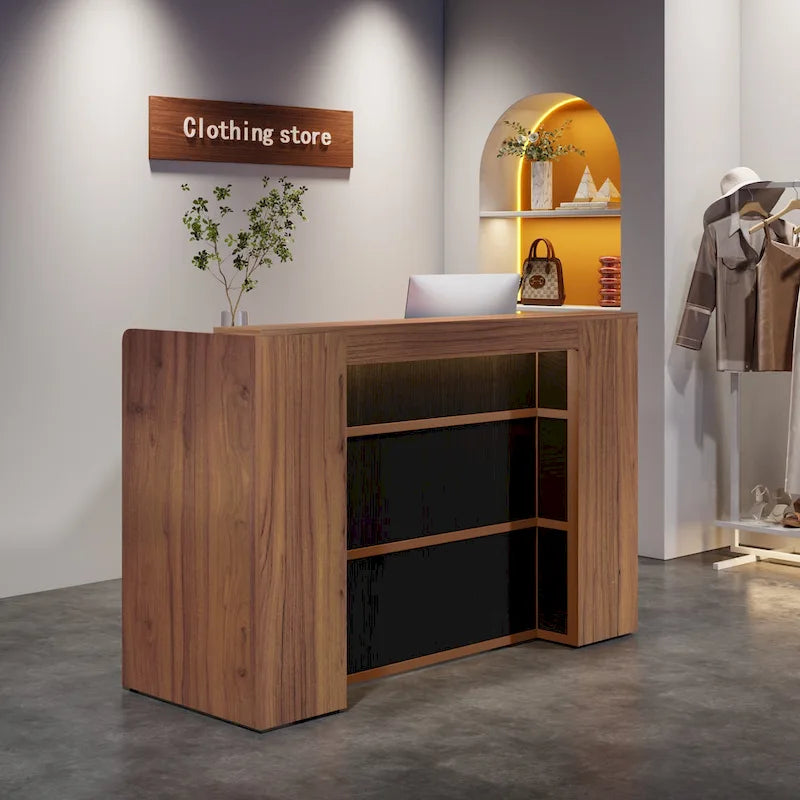 Comptoir de réception de 63 pouces avec lumières LED pour bureau de magasin