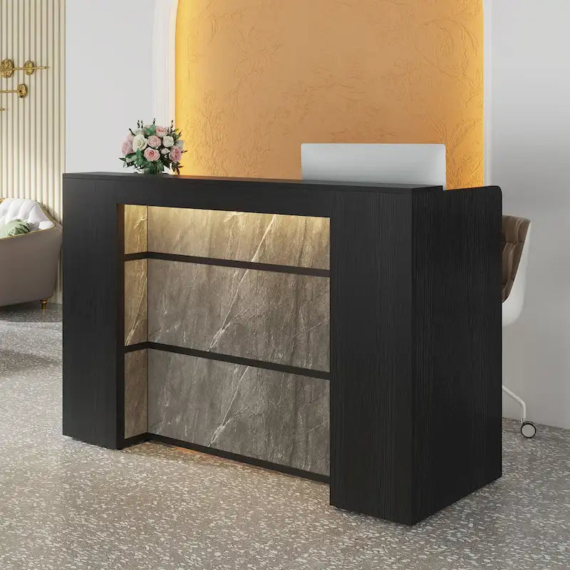 Comptoir de réception de 63 pouces avec lumières LED pour bureau de magasin