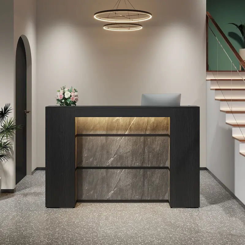 Comptoir de réception de 63 pouces avec lumières LED pour bureau de magasin