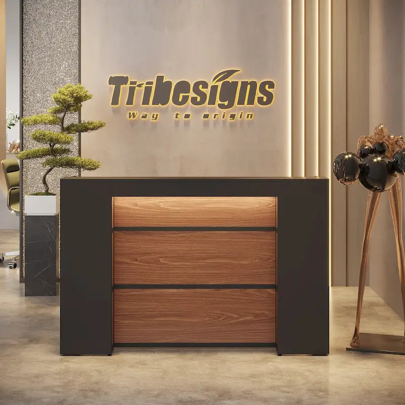 Comptoir de réception de 63 pouces avec lumières LED pour bureau de magasin