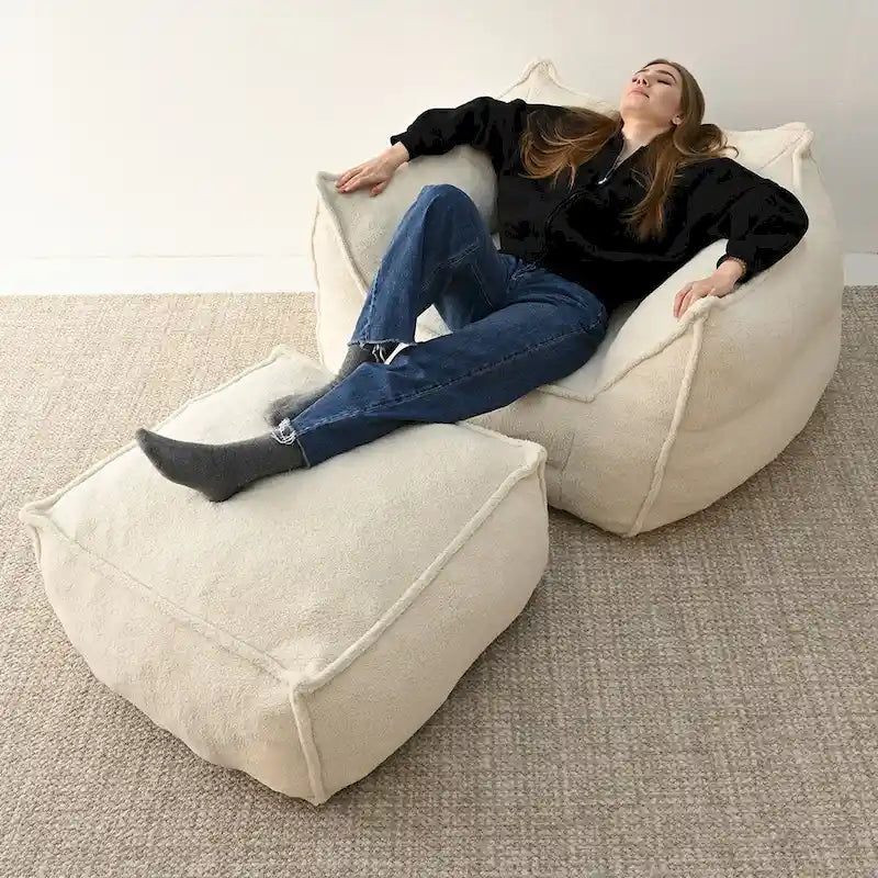 Canapé paresseux, pouf, canapé avec pouf repose-pieds