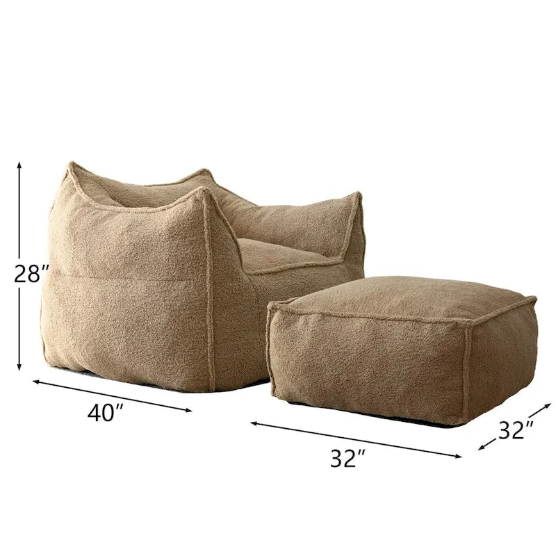Canapé paresseux, pouf, canapé avec pouf repose-pieds