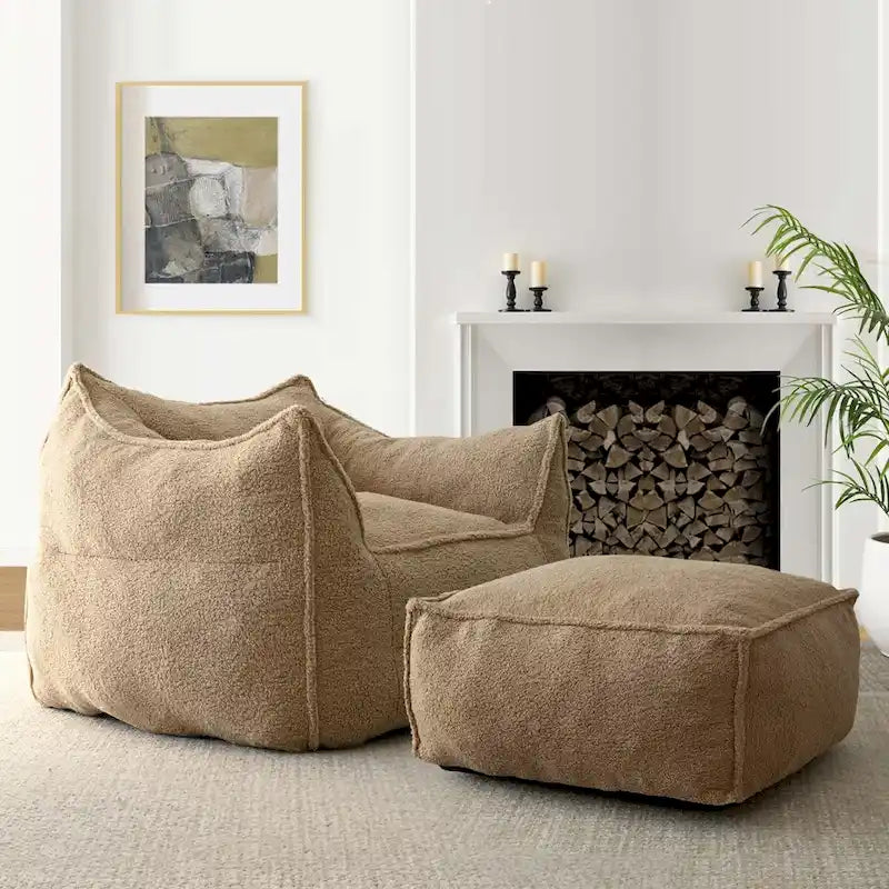 Canapé paresseux, pouf, canapé avec pouf repose-pieds