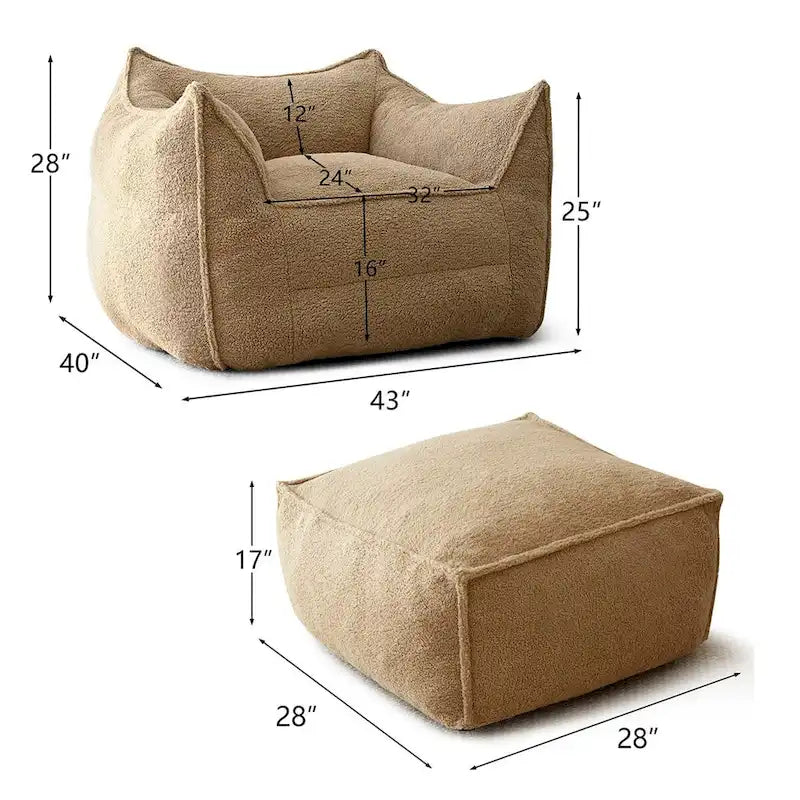 Canapé paresseux, pouf, canapé avec pouf repose-pieds