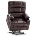Fauteuil inclinable électrique double moteur avec massage et chaleur pour personnes âgées, en similicuir 7679