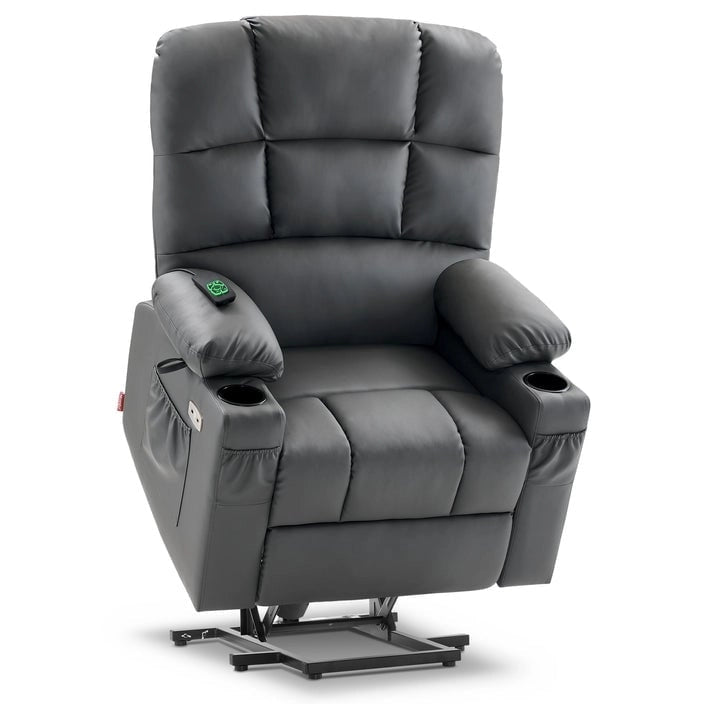 Fauteuil inclinable électrique double moteur avec massage et chaleur pour personnes âgées, en similicuir 7679