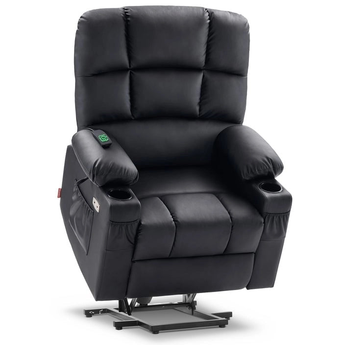 Fauteuil inclinable électrique double moteur avec massage et chaleur pour personnes âgées, en similicuir 7679