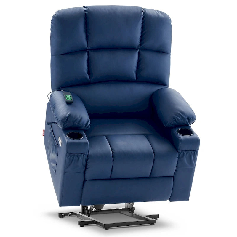 Fauteuil inclinable électrique double moteur avec massage et chaleur pour personnes âgées, en similicuir 7679