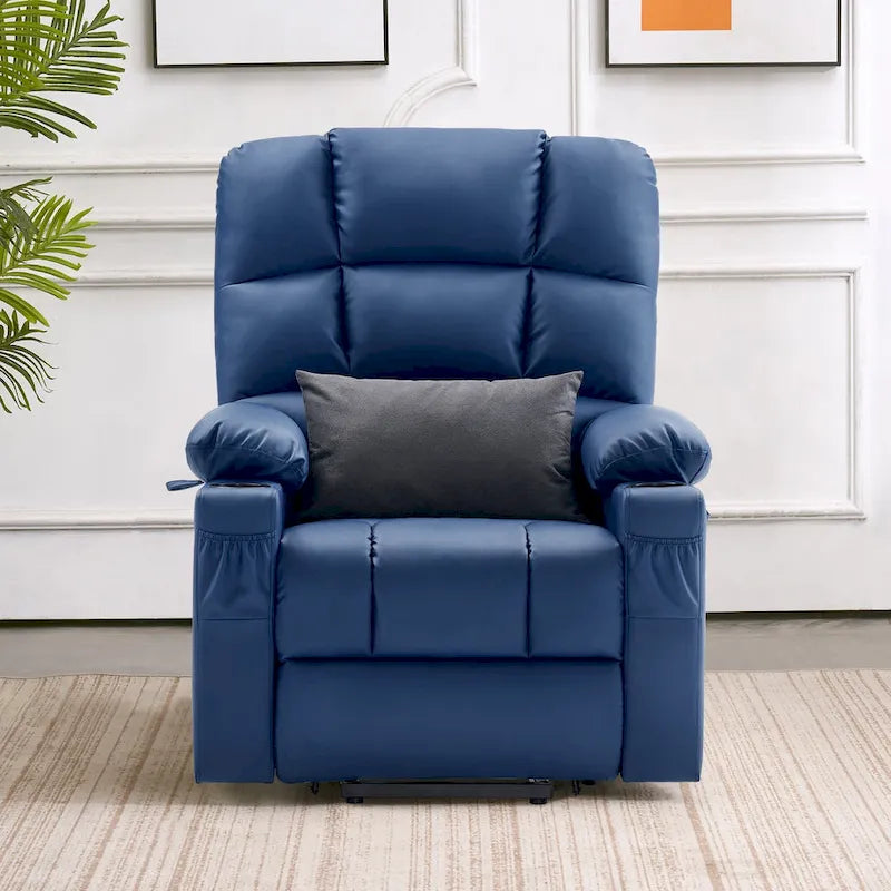 Fauteuil inclinable électrique double moteur avec massage et chaleur pour personnes âgées, en similicuir 7679