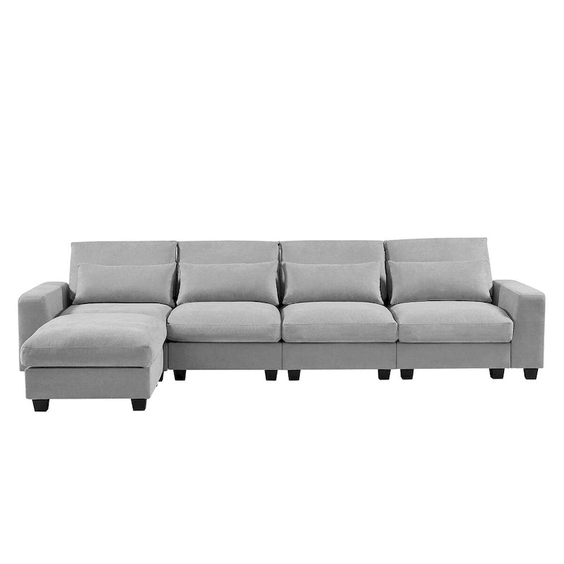 Grand canapé sectionnel convertible moderne en L avec méridienne réversible