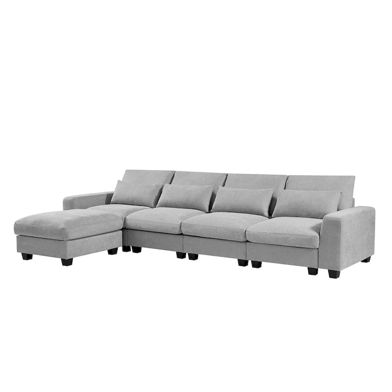 Grand canapé sectionnel convertible moderne en L avec méridienne réversible