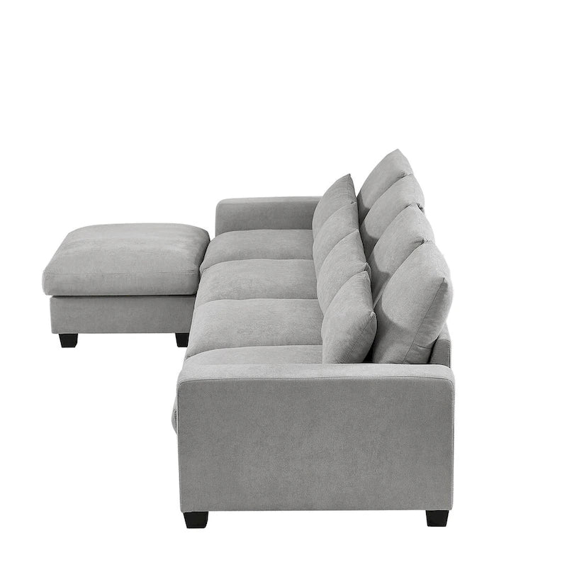 Grand canapé sectionnel convertible moderne en L avec méridienne réversible