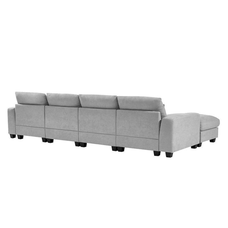 Grand canapé sectionnel convertible moderne en L avec méridienne réversible