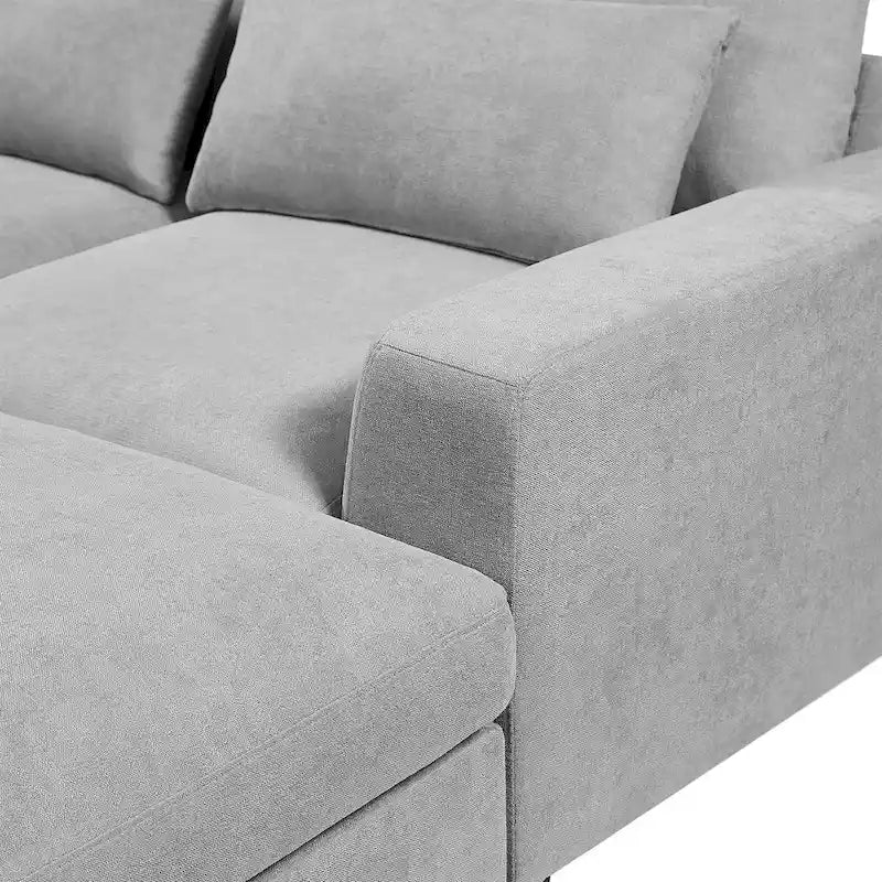 Grand canapé sectionnel convertible moderne en L avec méridienne réversible