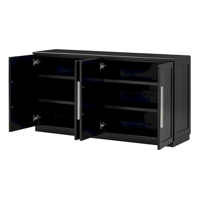 Buffet et bahut de salle à manger 60" avec 4 portes, étagères réglables et poignées