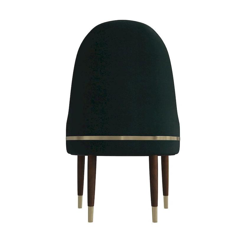 Chaise de salle à manger en cuir avec dossier ondulé et accents dorés Collection Elara