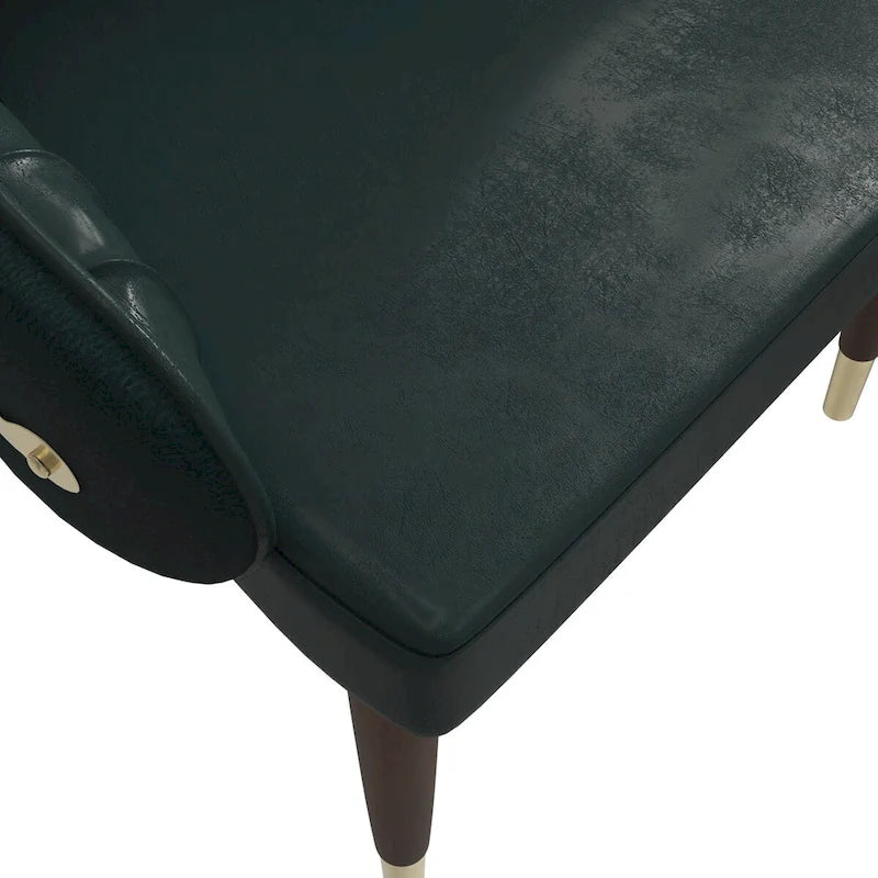 Chaise de salle à manger en cuir avec dossier ondulé et accents dorés Collection Elara