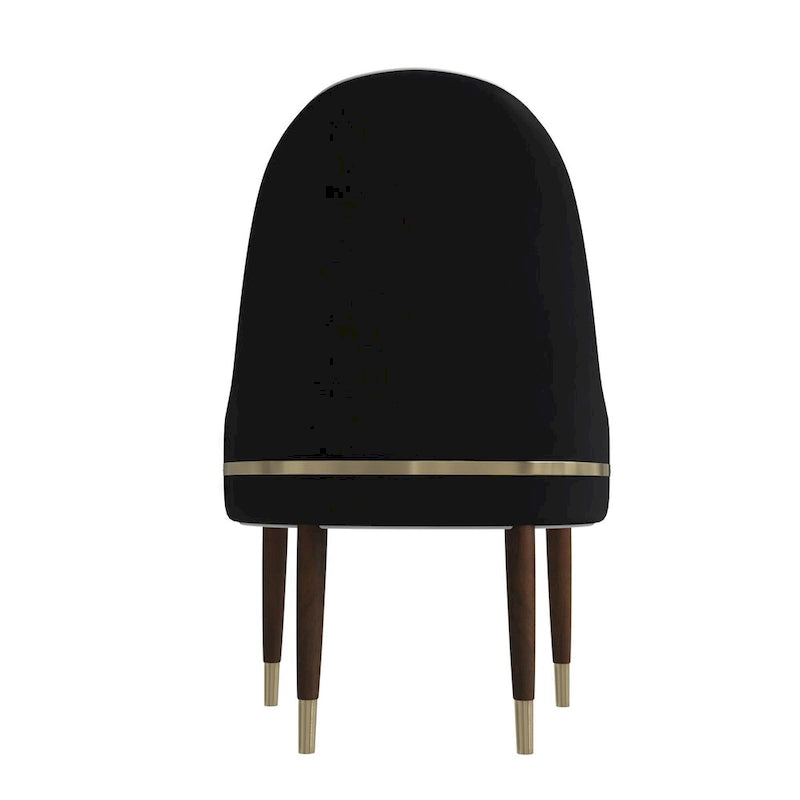Chaise de salle à manger en cuir avec dossier ondulé et accents dorés Collection Elara