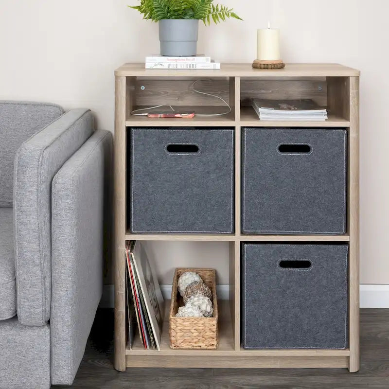 Étagère de table console avec 4 compartiments de rangement cubiques