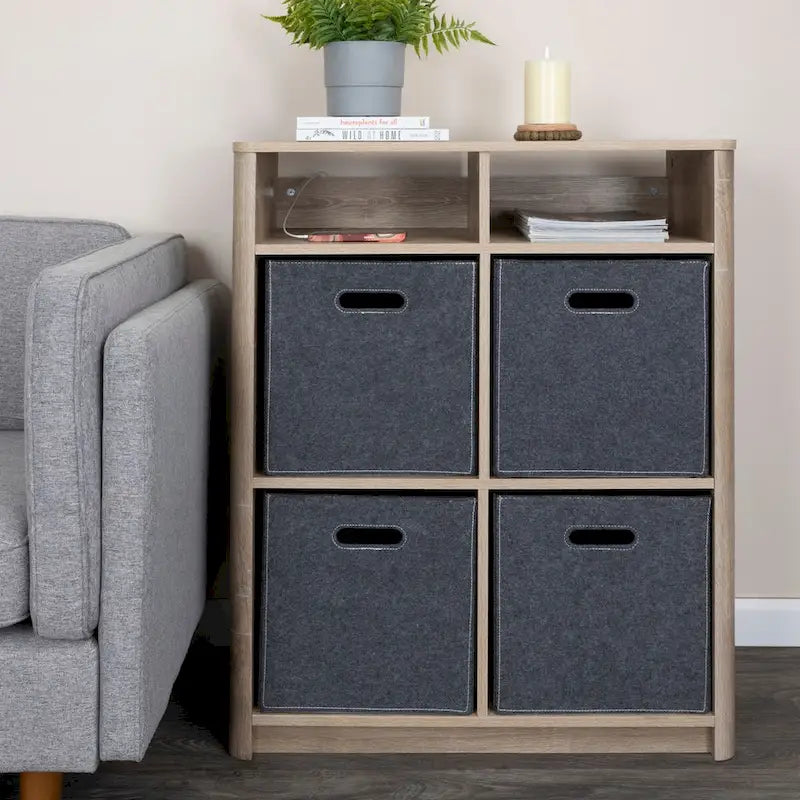 Étagère de table console avec 4 compartiments de rangement cubiques