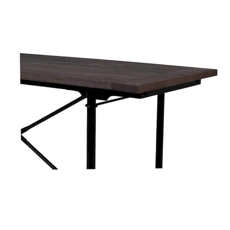 Table de tréteau industrielle à roulettes Conway 168 cm - Bois de manguier et métal
