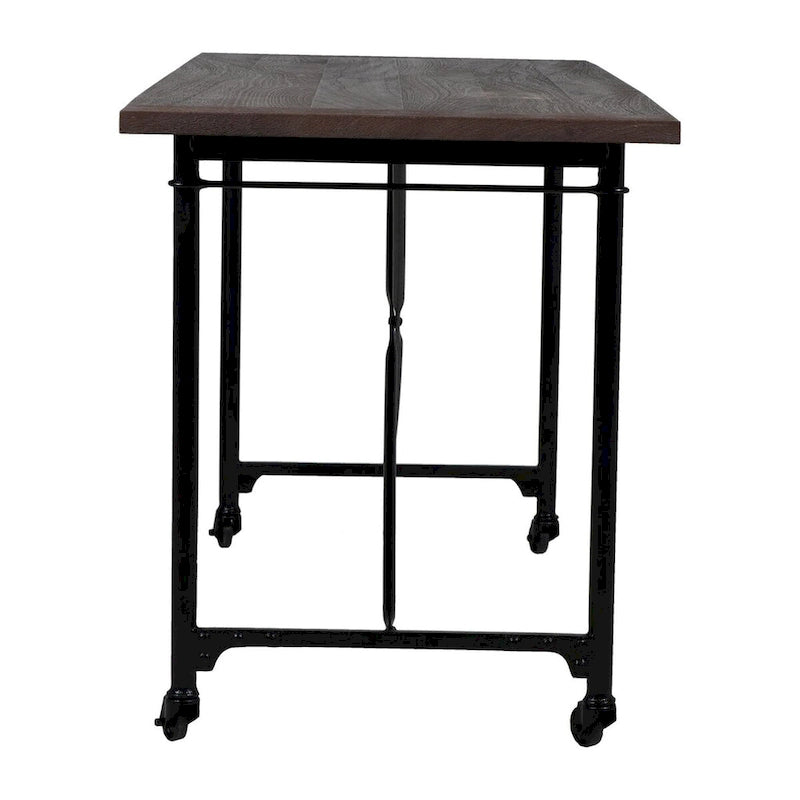 Table de tréteau industrielle à roulettes Conway 168 cm - Bois de manguier et métal