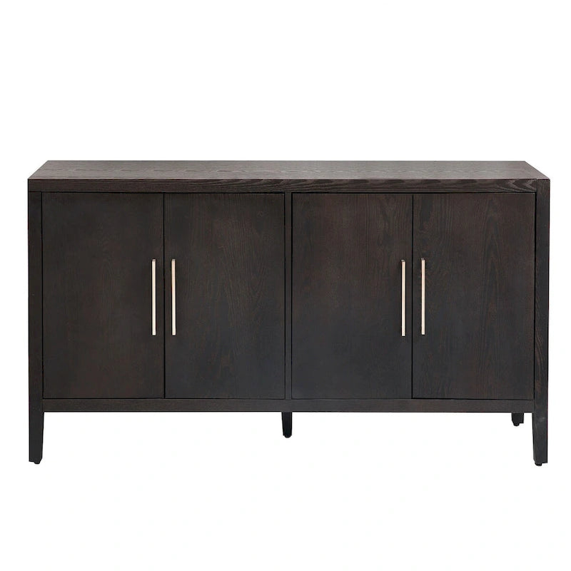 Buffet moderne à 4 portes avec pieds en bois massif, 60 po