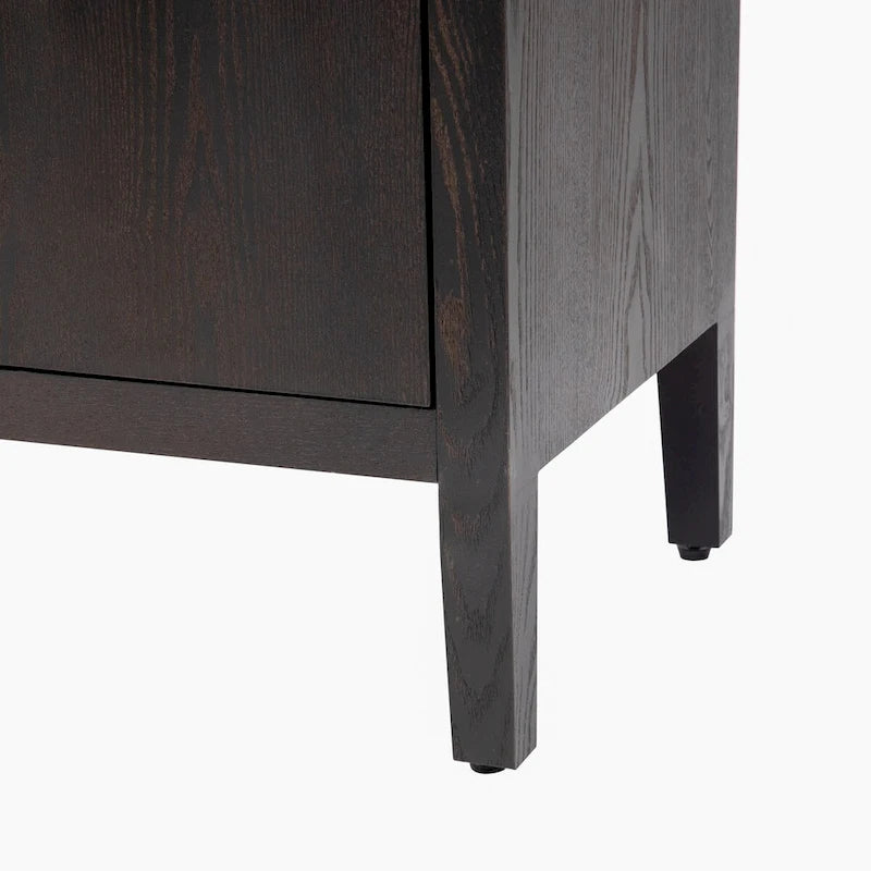 Buffet moderne à 4 portes avec pieds en bois massif, 60 po