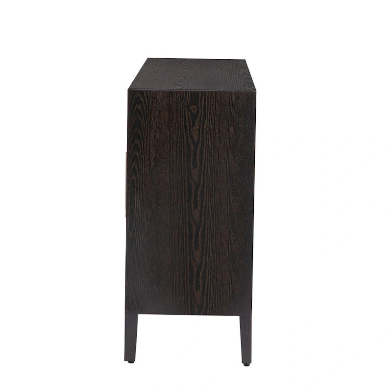 Buffet moderne à 4 portes avec pieds en bois massif, 60 po