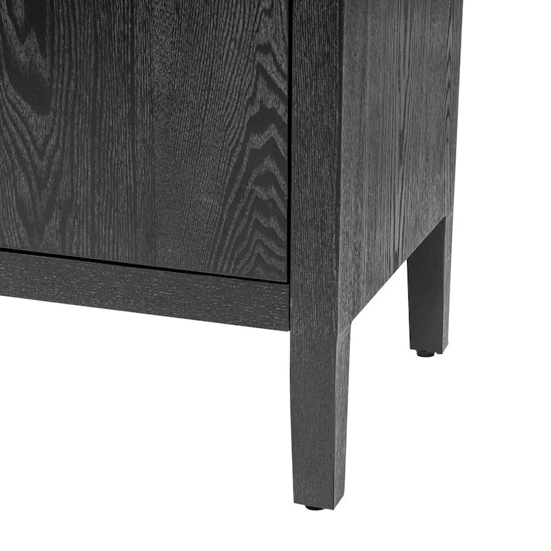Buffet moderne à 4 portes avec pieds en bois massif, 60 po