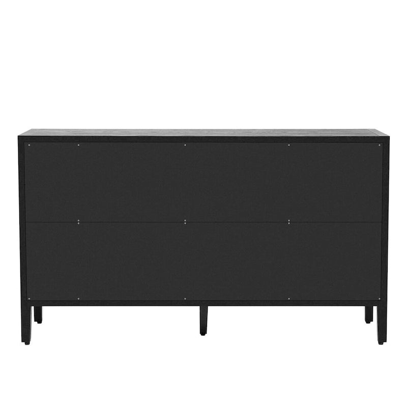 Buffet moderne à 4 portes avec pieds en bois massif, 60 po