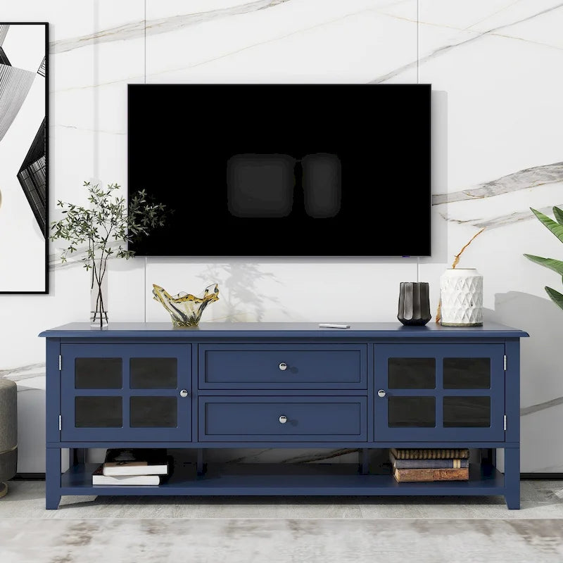 Meuble TV pour téléviseurs jusqu'à 60", Centre de divertissement avec espace de rangement multifonctionnel, Meuble TV au design moderne, Console multimédia
