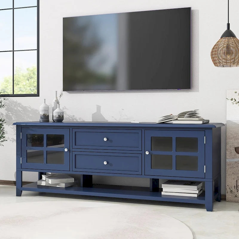 Meuble TV pour téléviseurs jusqu'à 60", Centre de divertissement avec espace de rangement multifonctionnel, Meuble TV au design moderne, Console multimédia