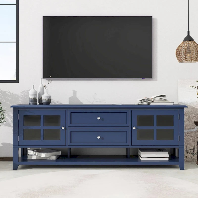 Meuble TV pour téléviseurs jusqu'à 60", Centre de divertissement avec espace de rangement multifonctionnel, Meuble TV au design moderne, Console multimédia
