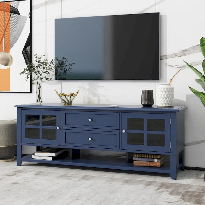 Meuble TV pour téléviseurs jusqu'à 60", Centre de divertissement avec espace de rangement multifonctionnel, Meuble TV au design moderne, Console multimédia