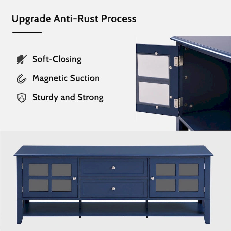 Meuble TV pour téléviseurs jusqu'à 60", Centre de divertissement avec espace de rangement multifonctionnel, Meuble TV au design moderne, Console multimédia