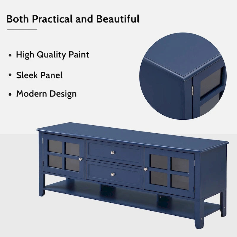 Meuble TV pour téléviseurs jusqu'à 60", Centre de divertissement avec espace de rangement multifonctionnel, Meuble TV au design moderne, Console multimédia
