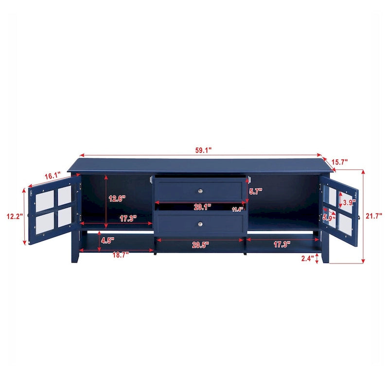 Meuble TV pour téléviseurs jusqu'à 60", Centre de divertissement avec espace de rangement multifonctionnel, Meuble TV au design moderne, Console multimédia