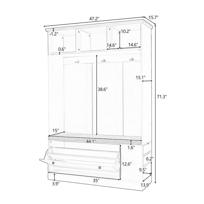 Meuble d'entrée 5-en-1 avec banc de rangement à chaussures