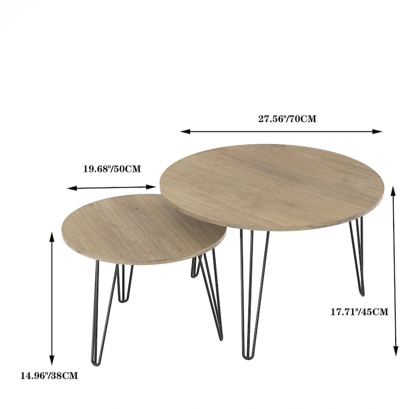 Table basse gigogne ronde (lot de 2) de 27,56 po