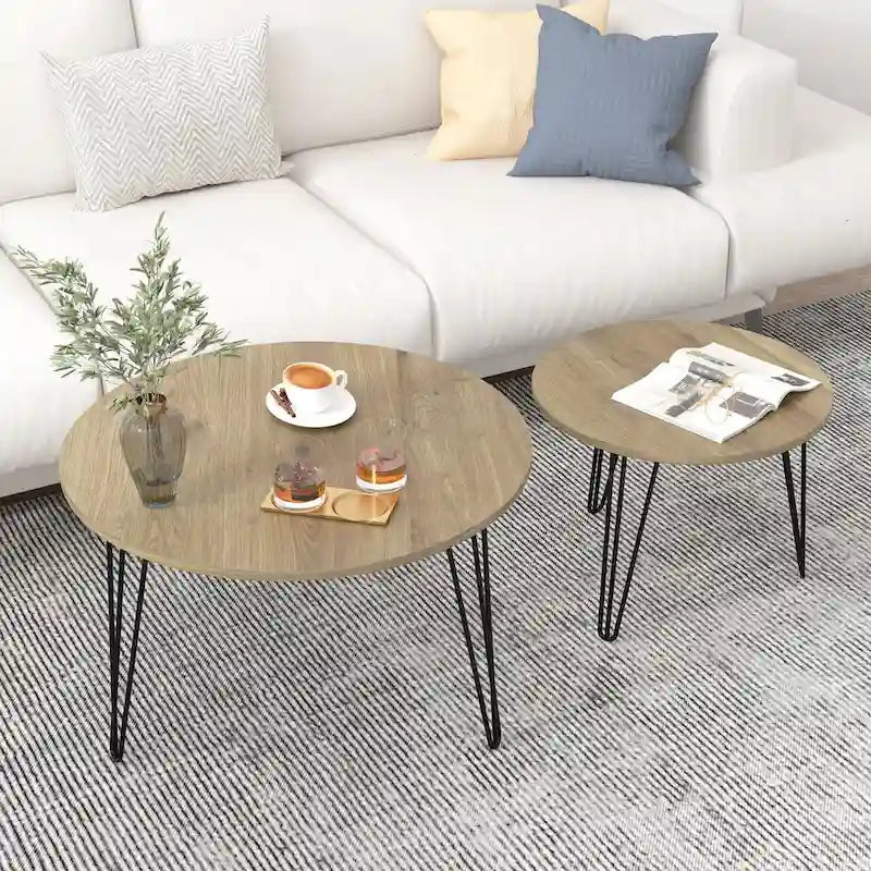 Table basse gigogne ronde (lot de 2) de 27,56 po