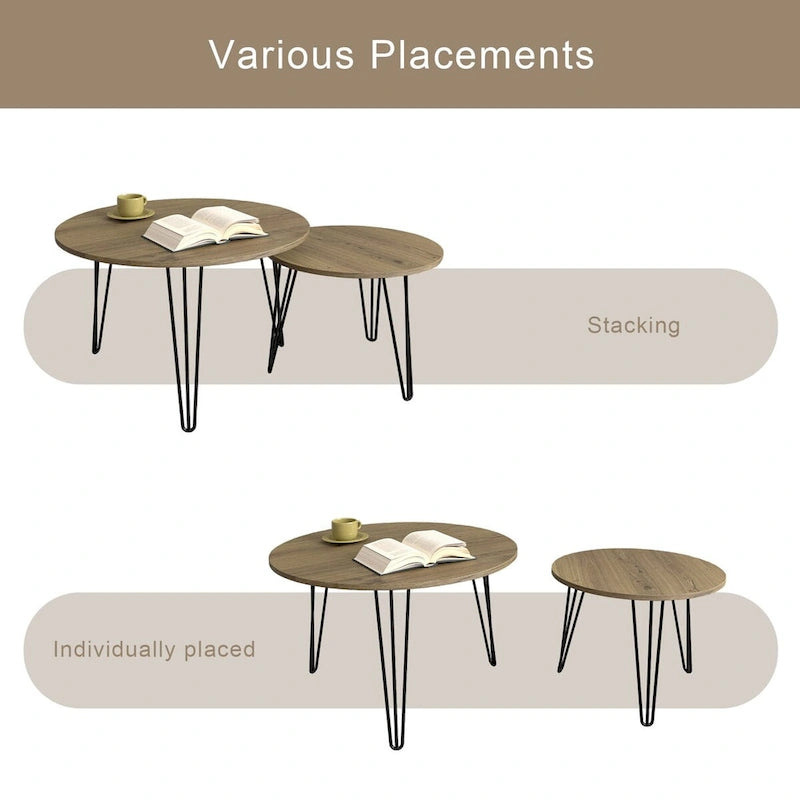 Table basse gigogne ronde (lot de 2) de 27,56 po