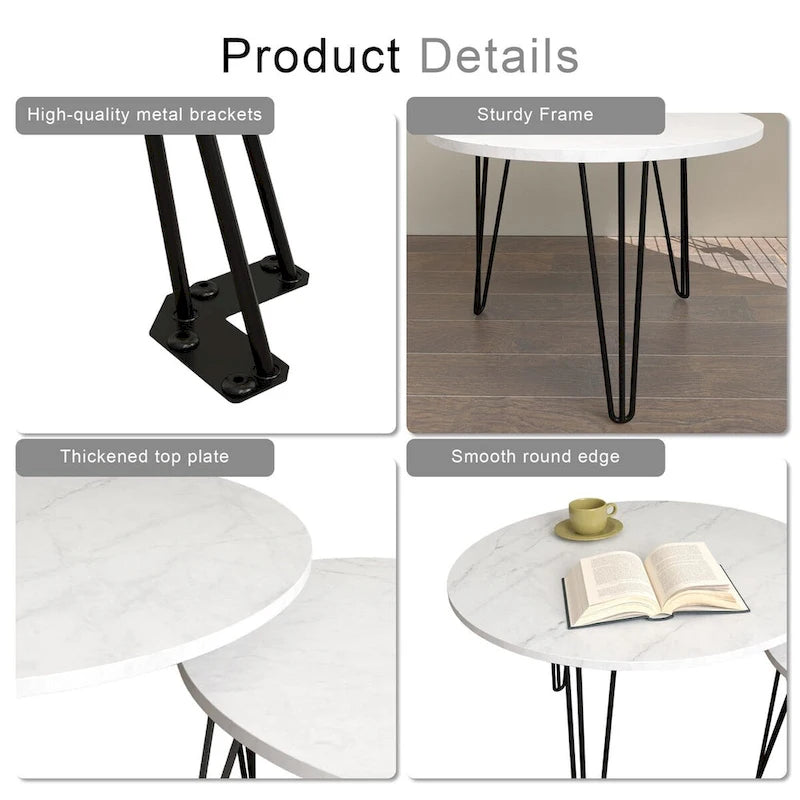 Table basse gigogne ronde (lot de 2) de 27,56 po