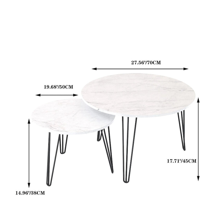 Table basse gigogne ronde (lot de 2) de 27,56 po